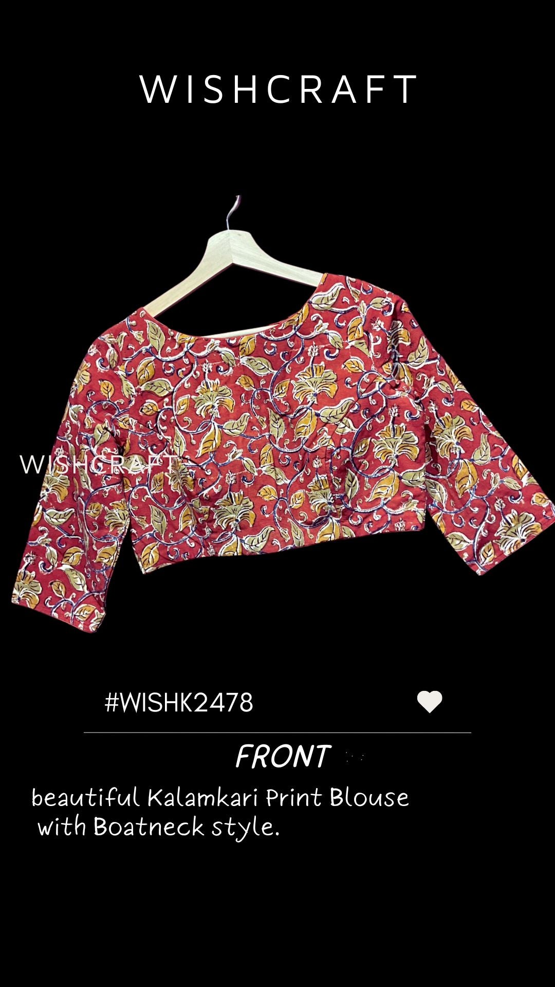 Radhika Trendy Boatneck Blouse with long sleeves | Kalamkari Blouse | Last piece size 38