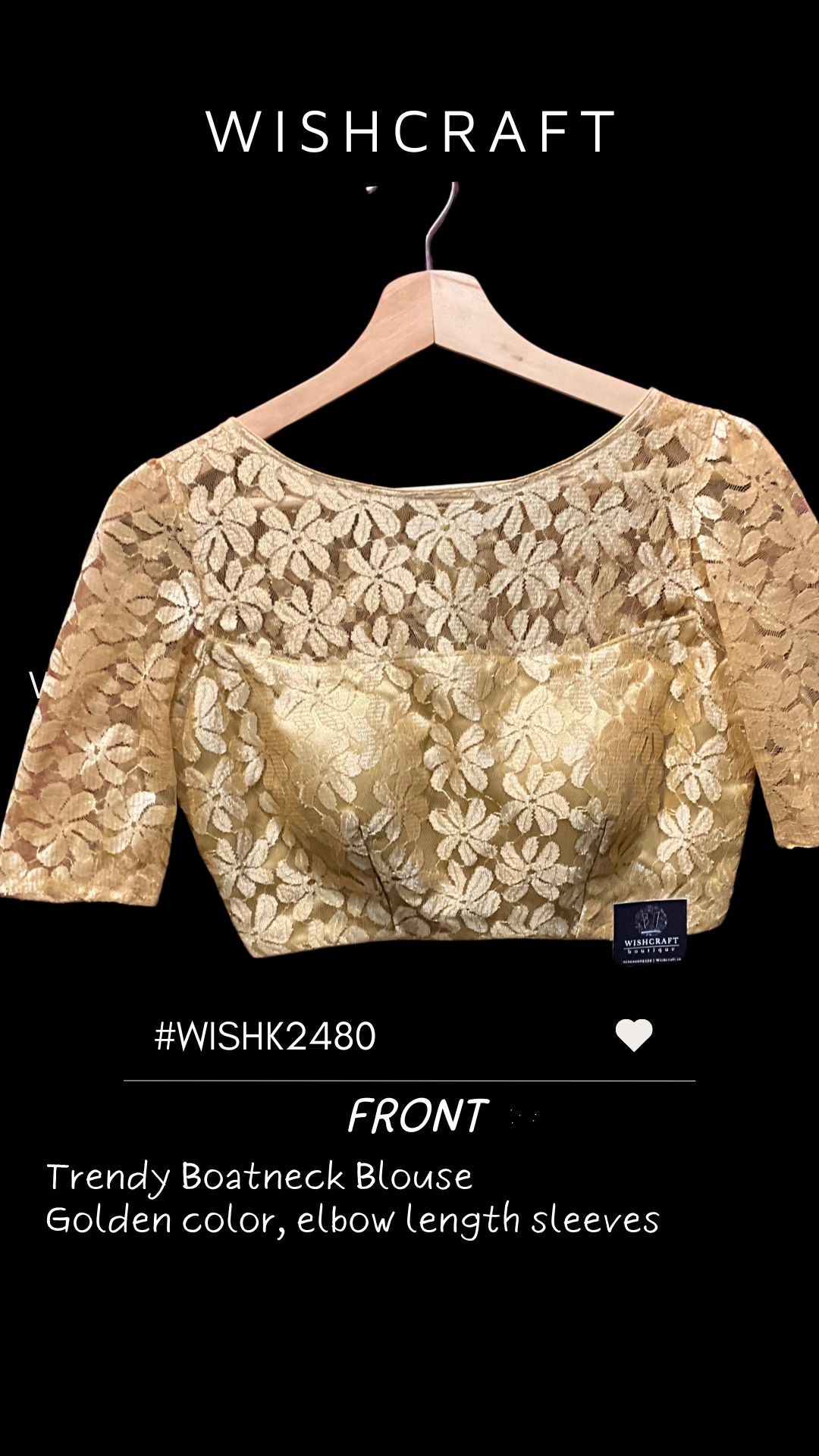 Rashmika Shear Partywear Blouse with elbow sleeves | Golden Blouse | Limited Edition