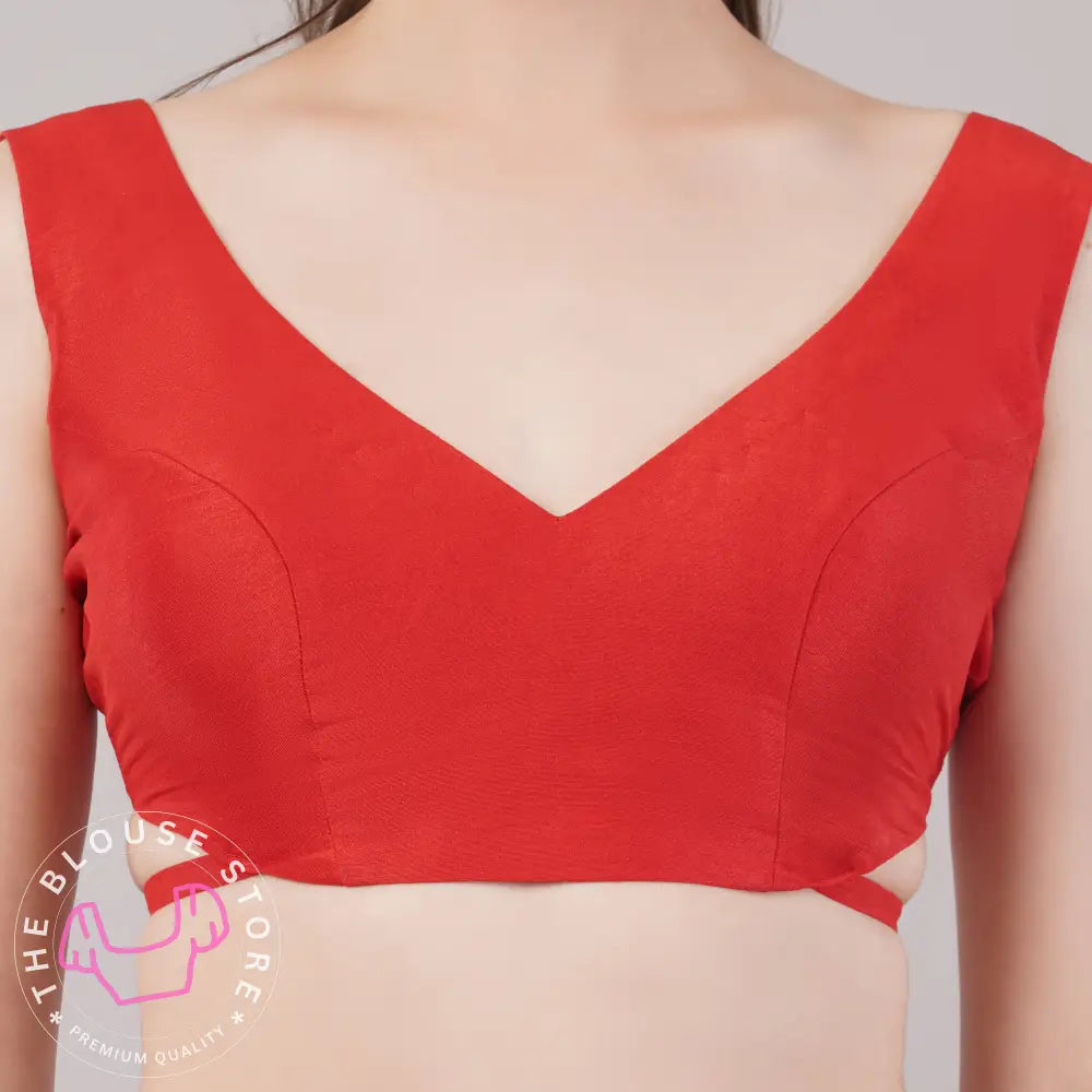 Trendy Red Sleeveless Blouse #34 - Party Wear Readymade Blouses for Modern Indian Woman