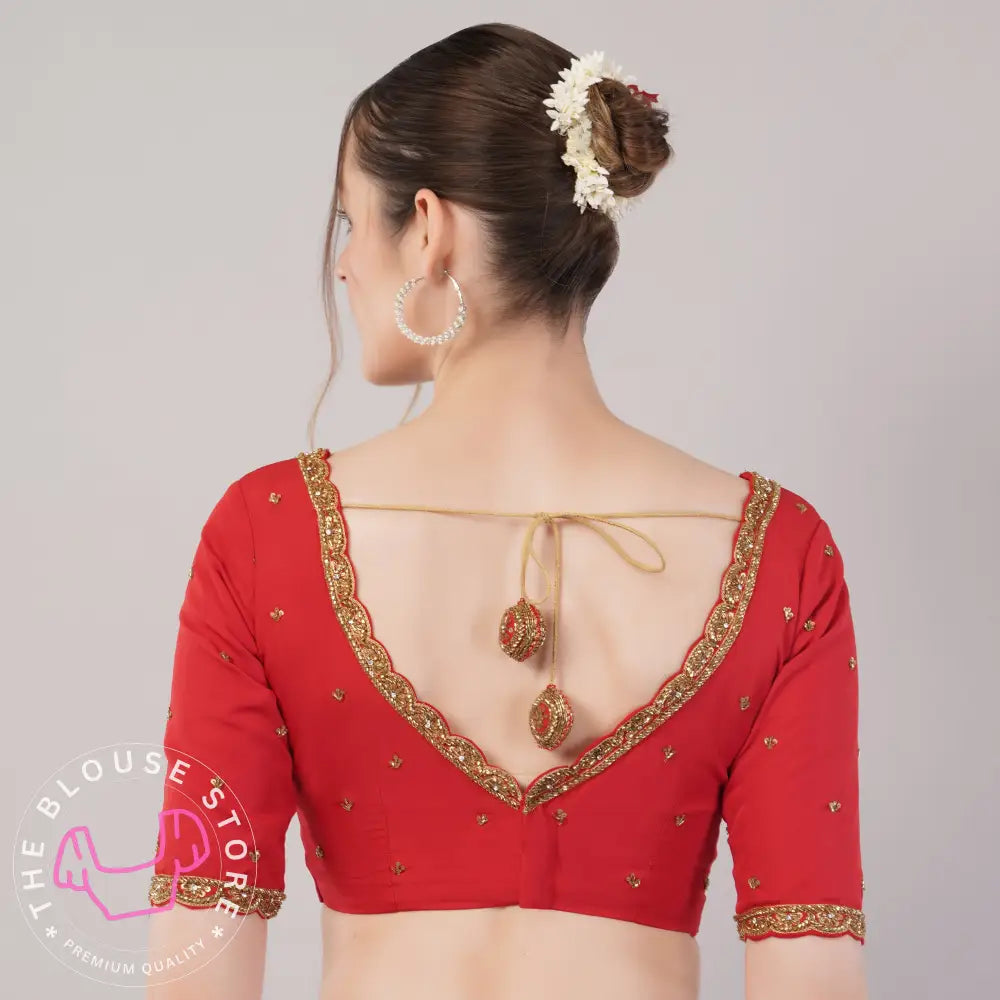 Trendy Red Blouse with Handwork Embroidery #39