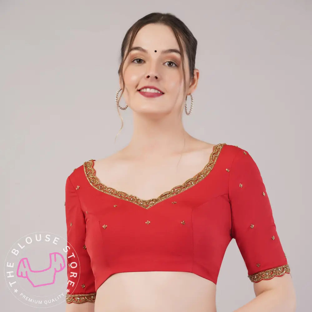 Trendy Red Blouse with Handwork Embroidery #39