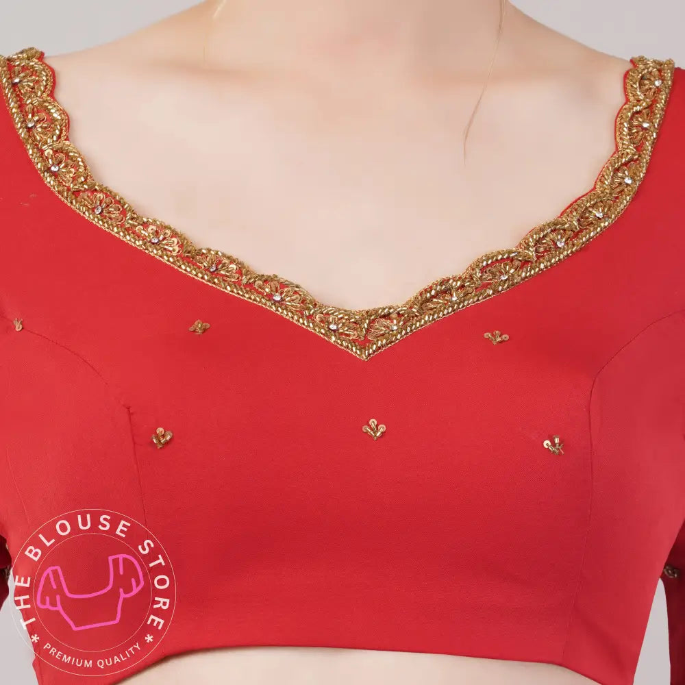 Trendy Red Blouse with Handwork Embroidery #39