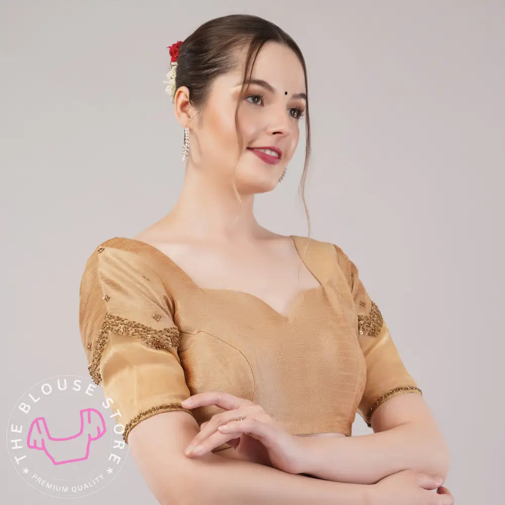 Golden Blouse Collection #40 - Readymade Blouses with Handwork Embroidery