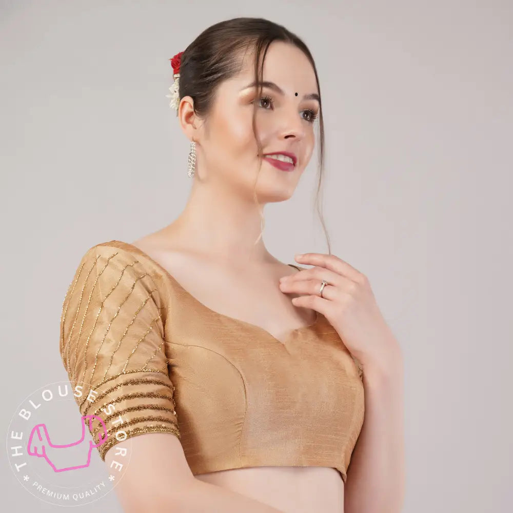 Golden Blouse Collection #43 - Readymade Blouses with Handwork Embroidery