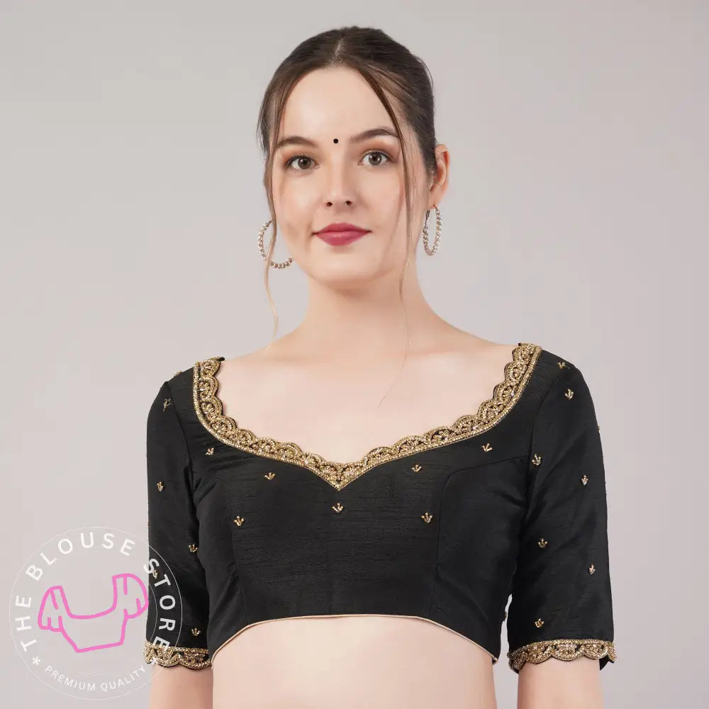 Trendy Black Blouse with Handwork Embroidery #45