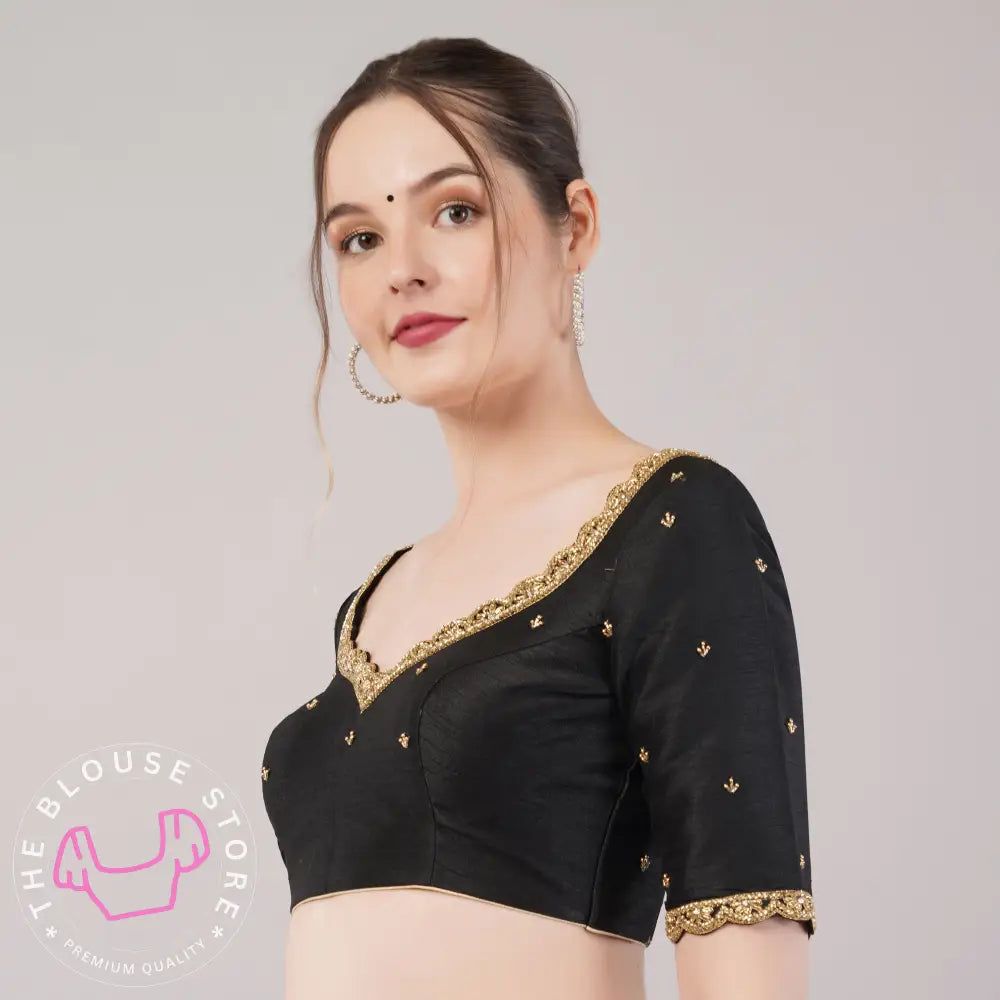 Trendy Black Blouse with Handwork Embroidery #45