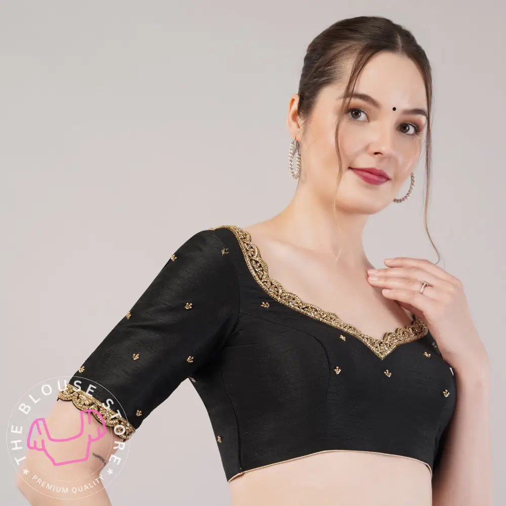 Trendy Black Blouse with Handwork Embroidery #45