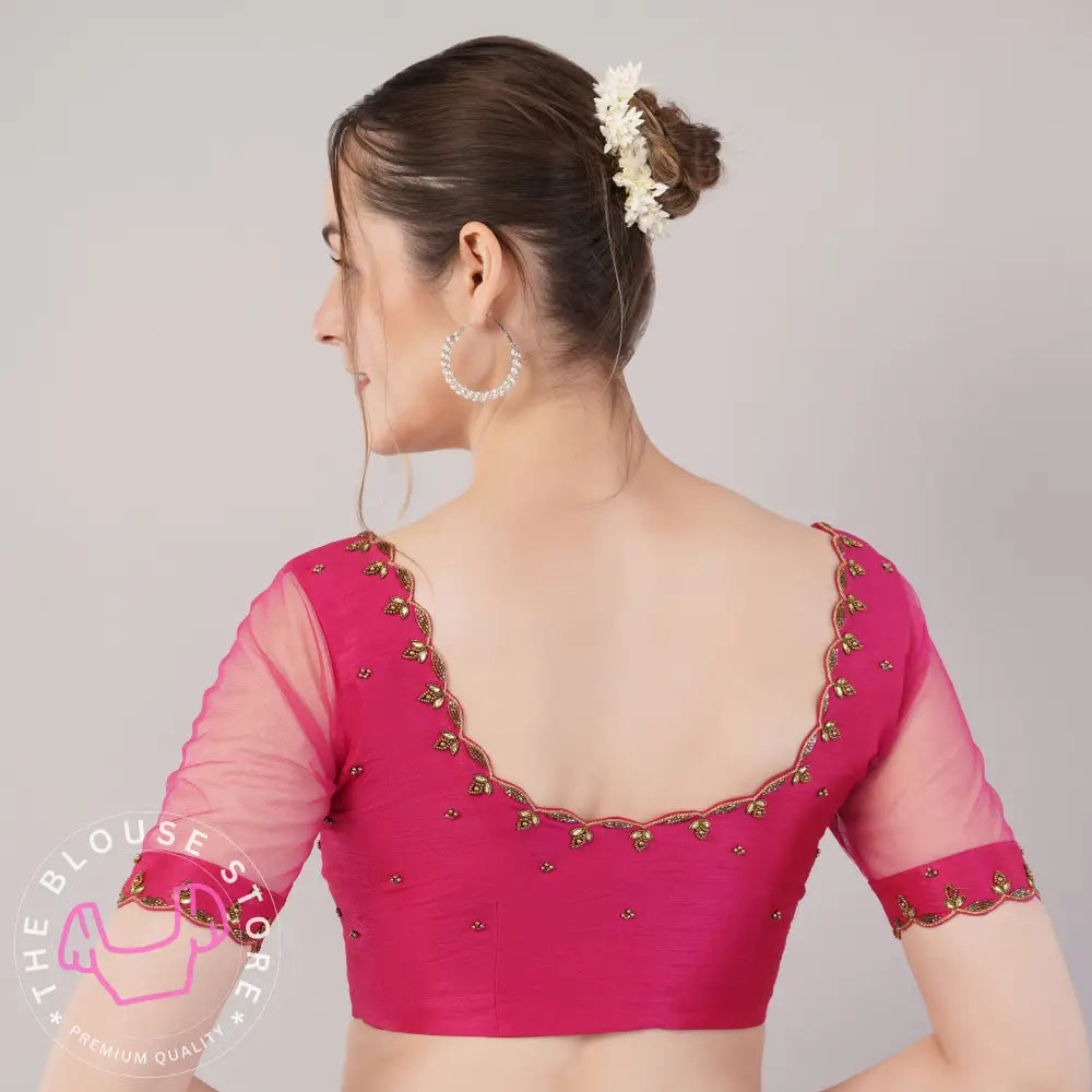 Trendy Pink Blouse with Handwork Embroidery #46