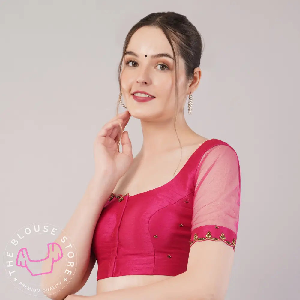 Trendy Pink Blouse with Handwork Embroidery #46
