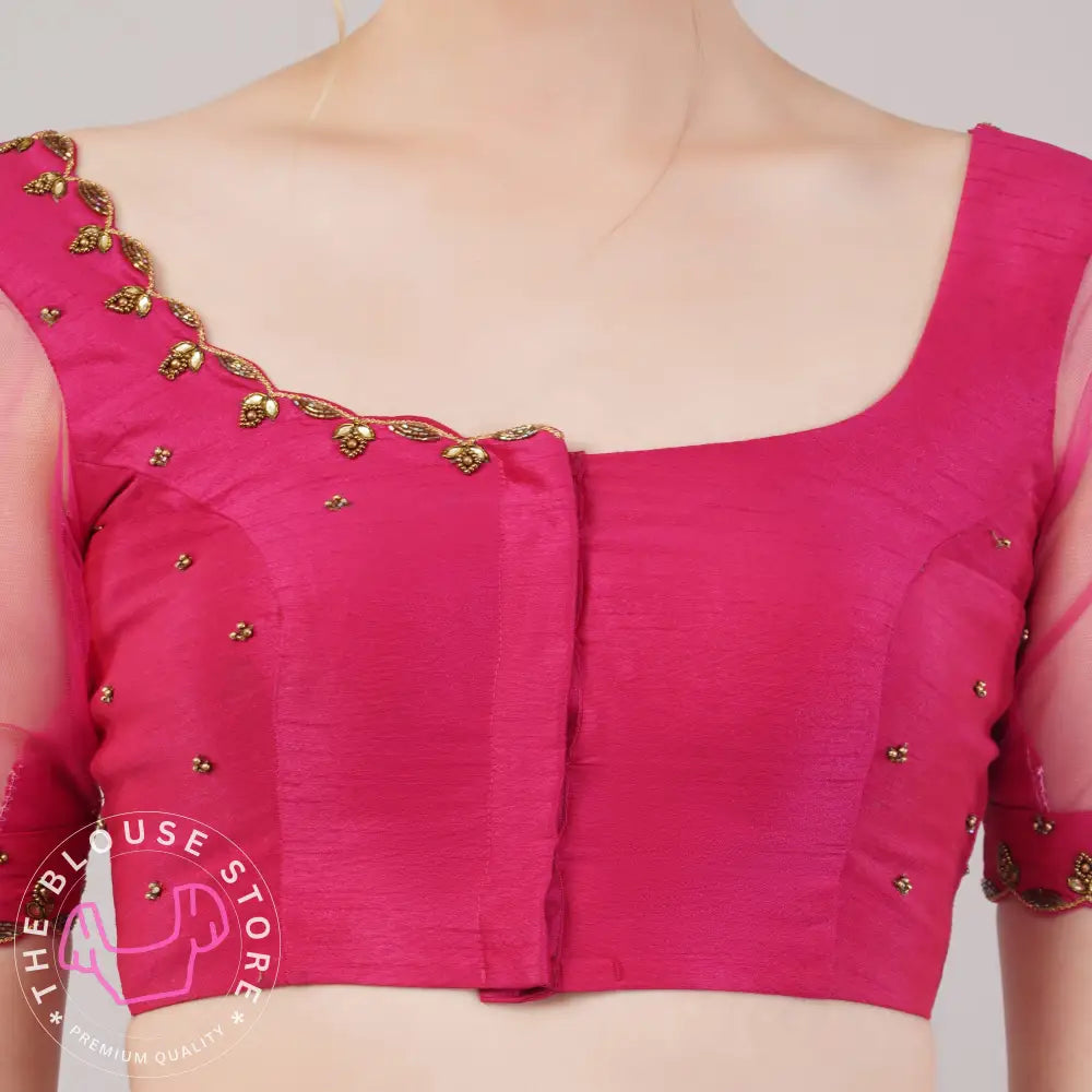 Trendy Pink Blouse with Handwork Embroidery #46