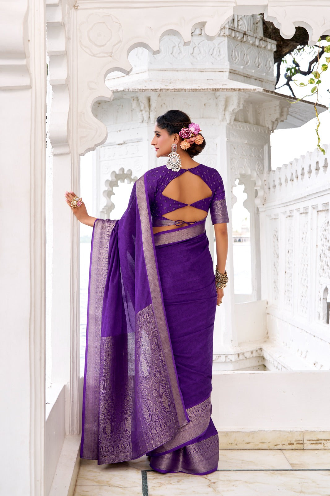 Latest Chinon Chiffon Sarees 209 - Purple