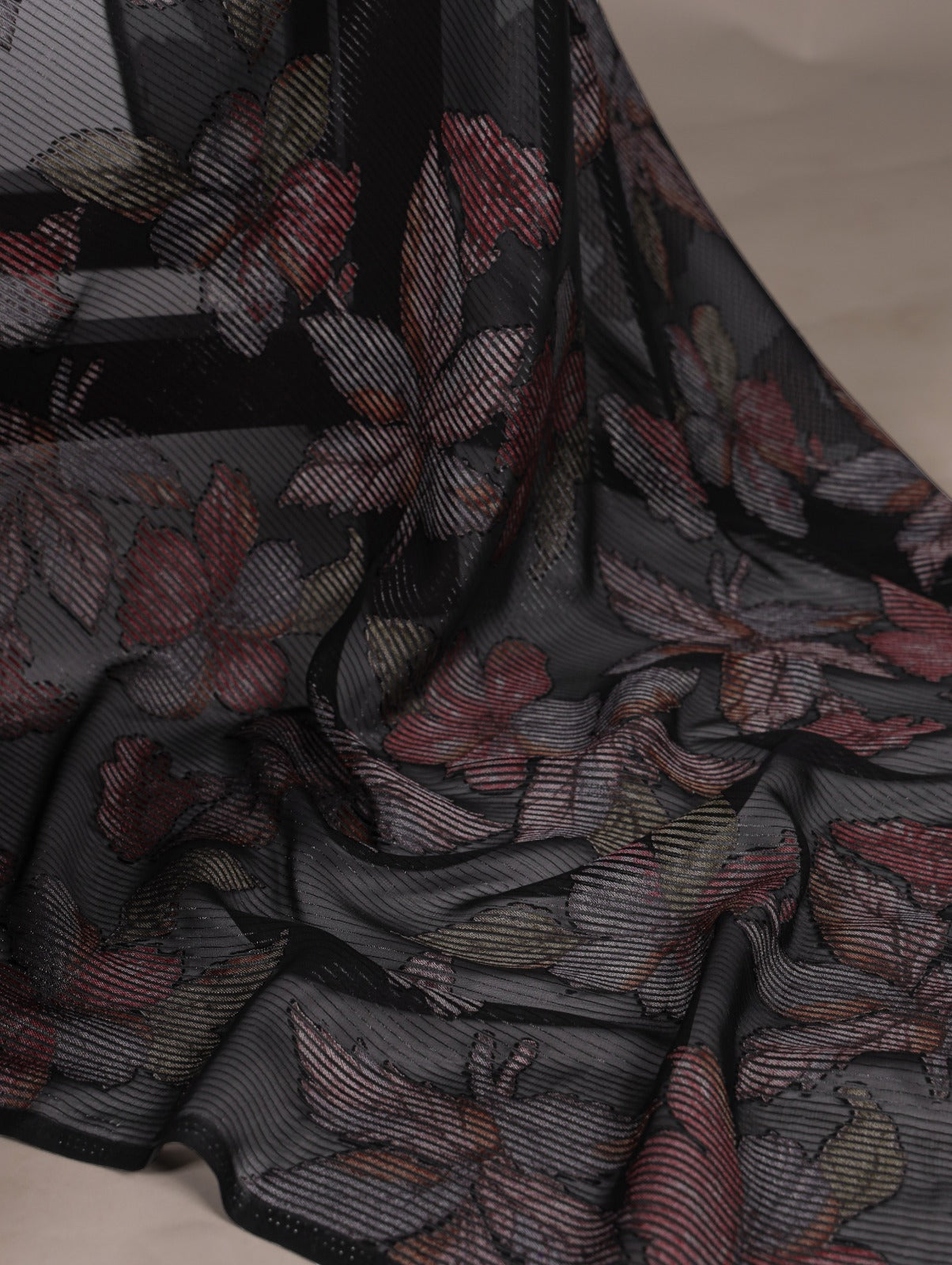 Trendy Floral Lurex Brasso Sarees 409 - Black
