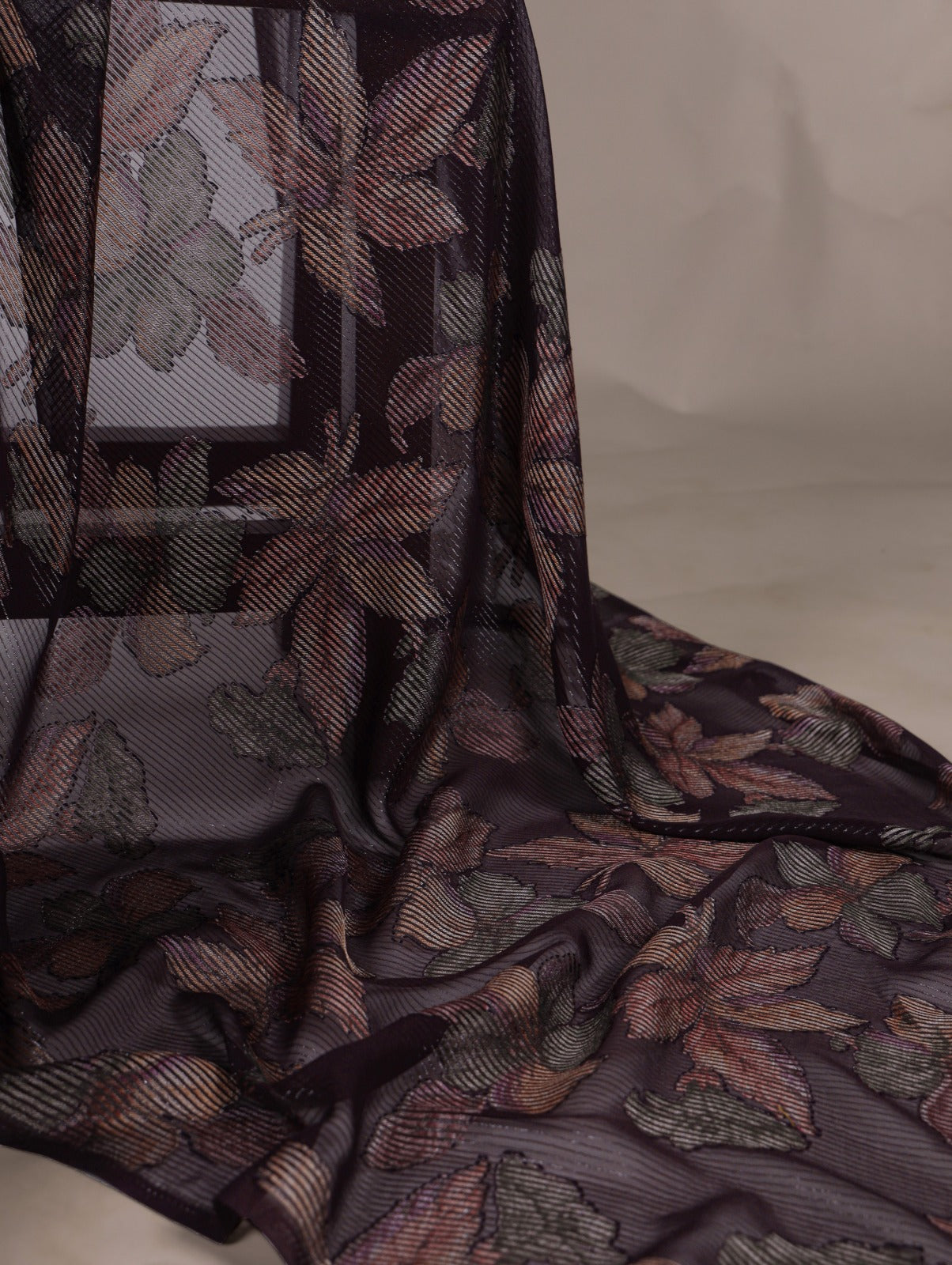 Trendy Floral Lurex Brasso Sarees 409 - Wine