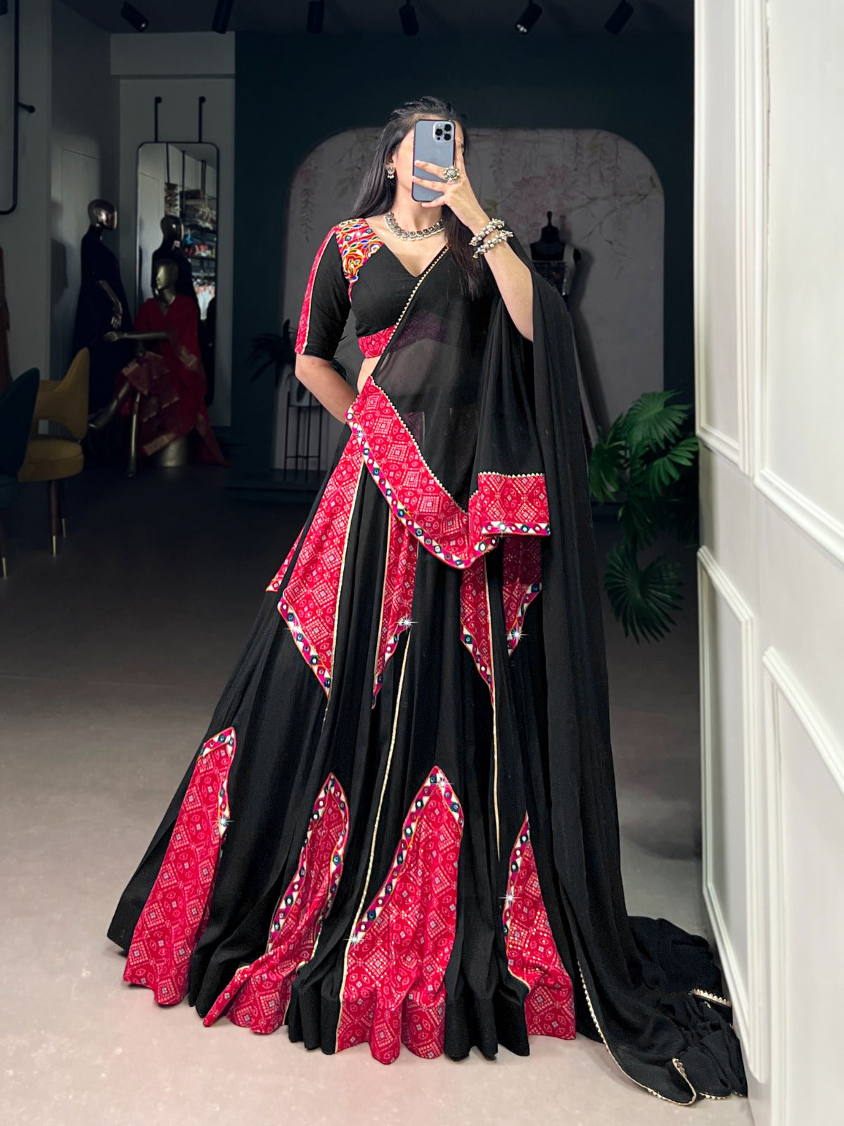 Navratri Special Collection Black and Red Lehenga Choli W709
