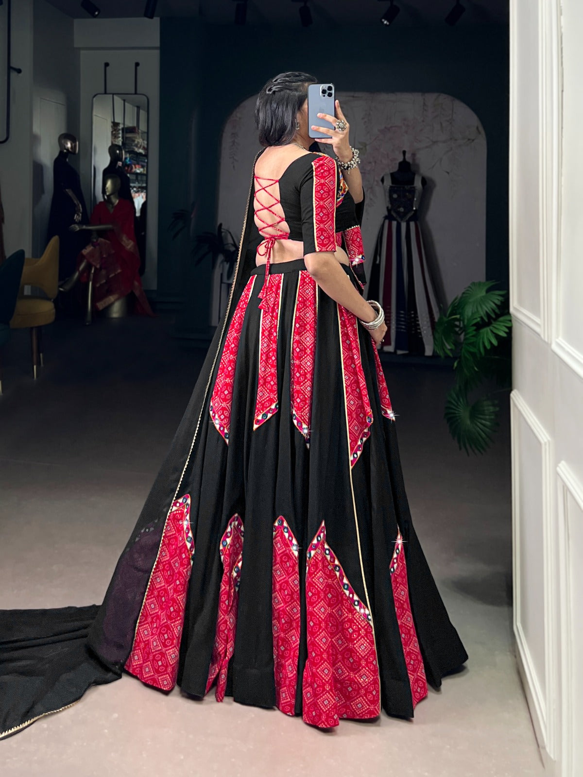 Navratri Special Collection Black and Red Lehenga Choli W709