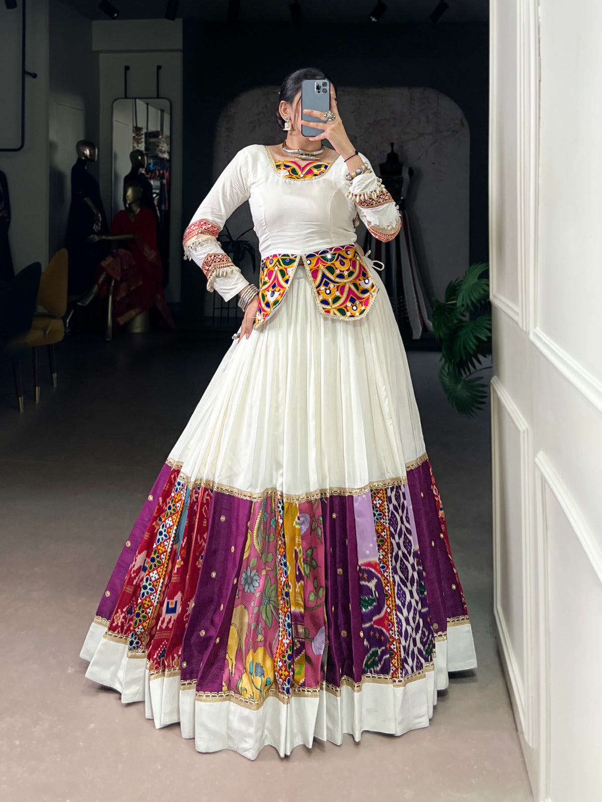 Navratri White Lehenga Choli W709