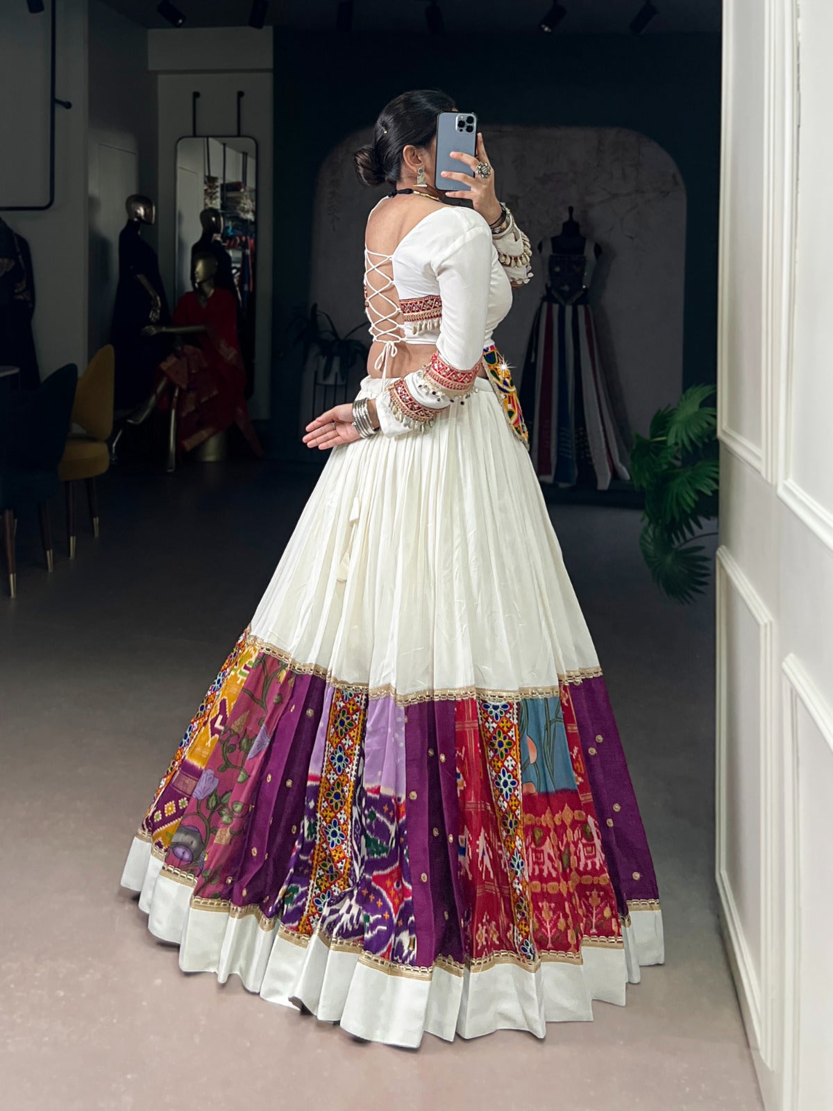 Navratri White Lehenga Choli W709