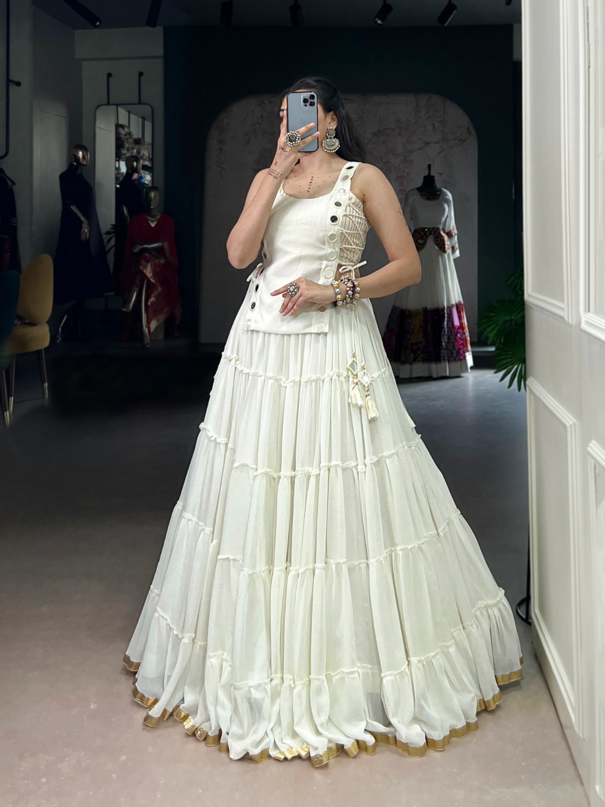 Navratri Collection White Lehenga Choli W1209