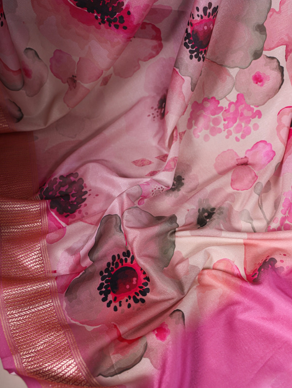 Latest Trendy Floral Sarees 1209 - Baby Pink