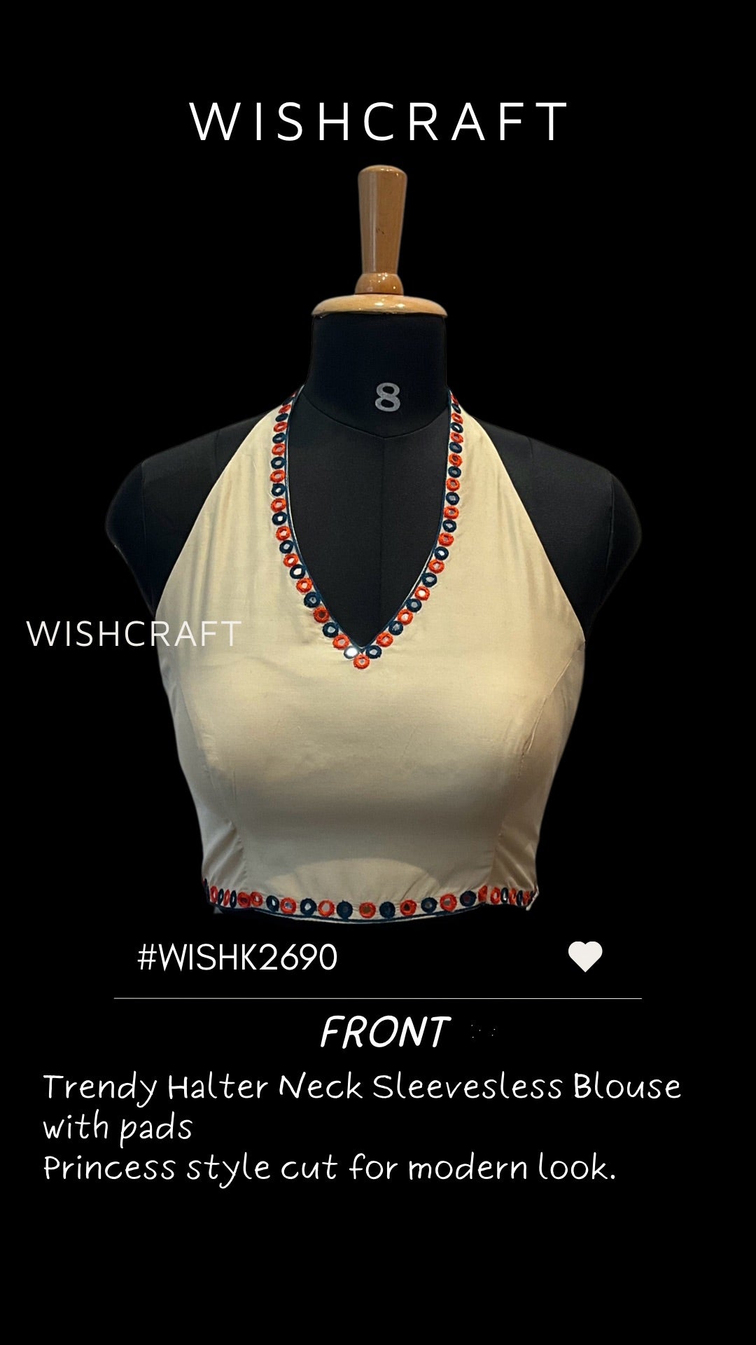 Trendy chic halter neck blouse with handwork | Partywear Blouses Online