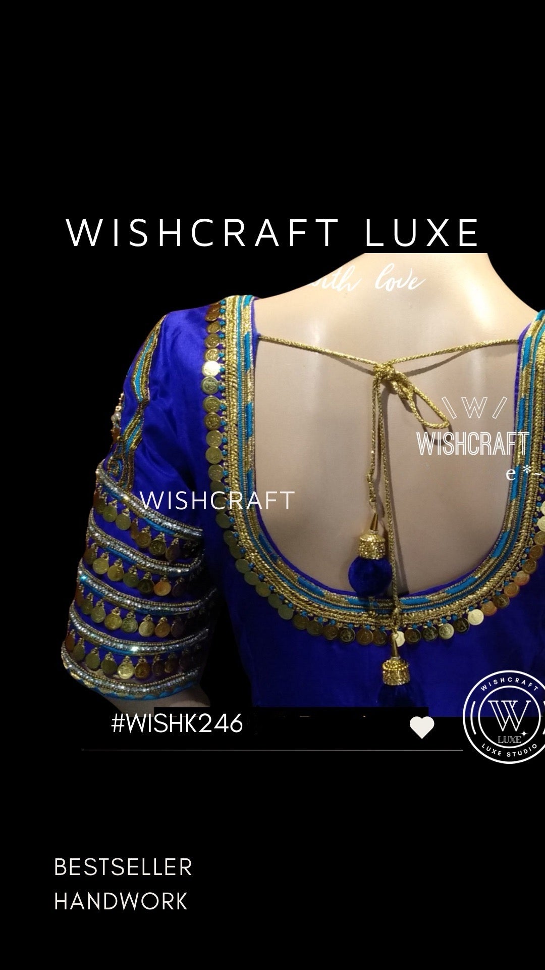 designer saree blouse with kasu work embtoidery