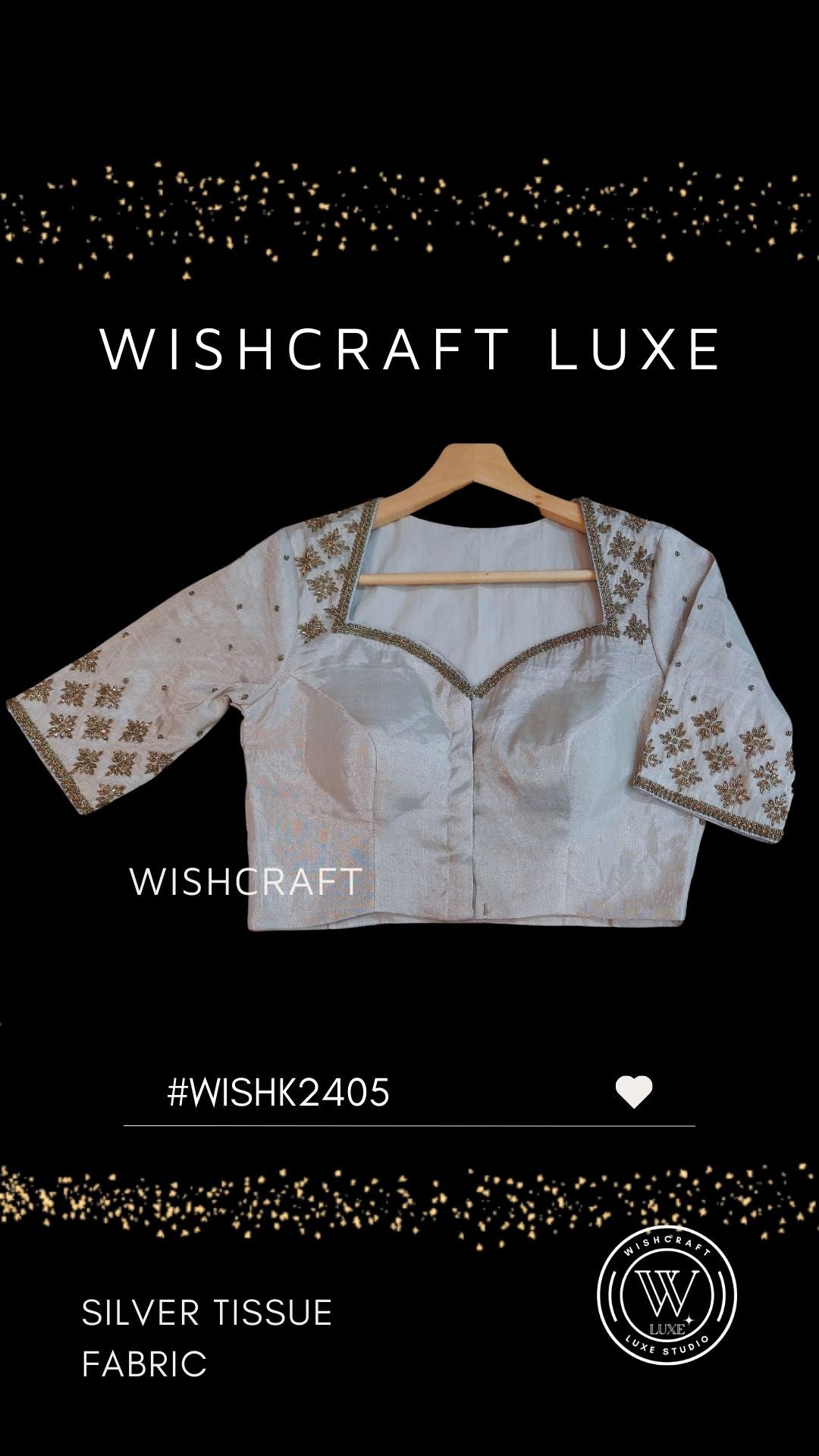 Yashashwini Silver Blouse with Handwork