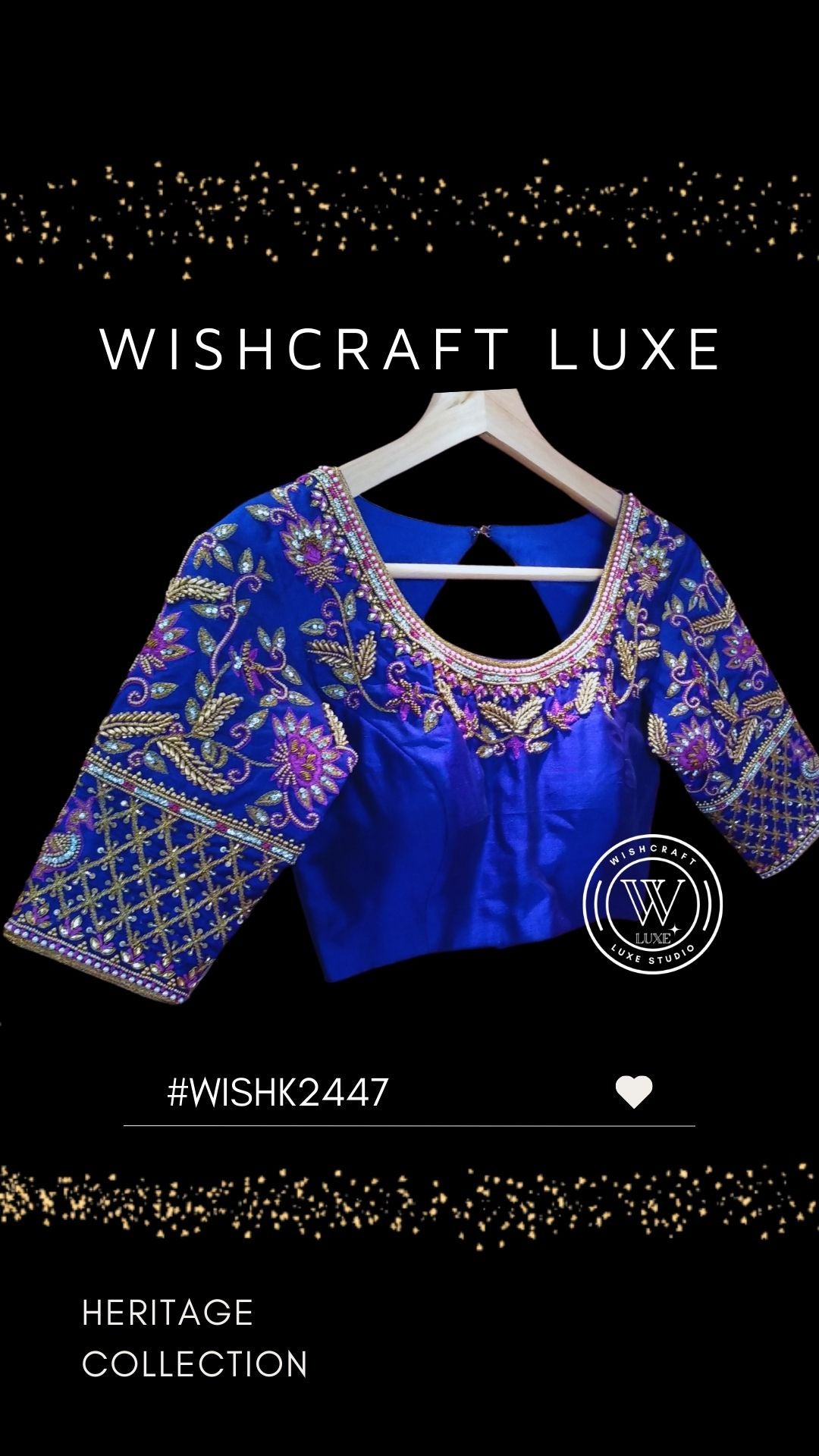 blue blouse with designer embroidery