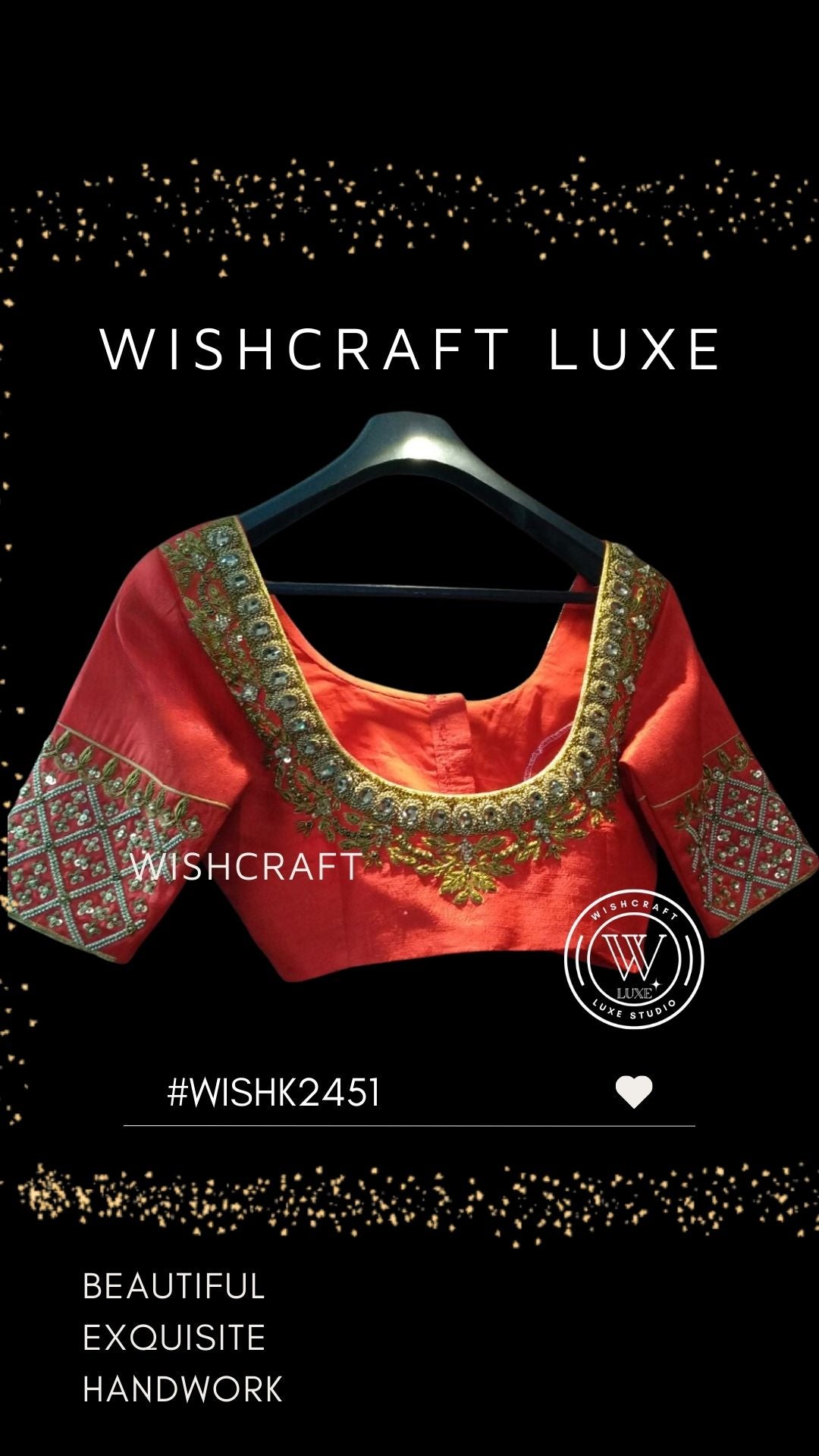 orange blouse with beautiful embroidery handwork