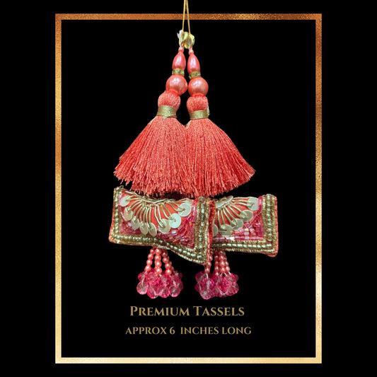 Trendy Tassels for blouse | Peach latkans for blouse and choli