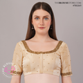 Champagne Gold Designer Blouse with Gold Embroidery
