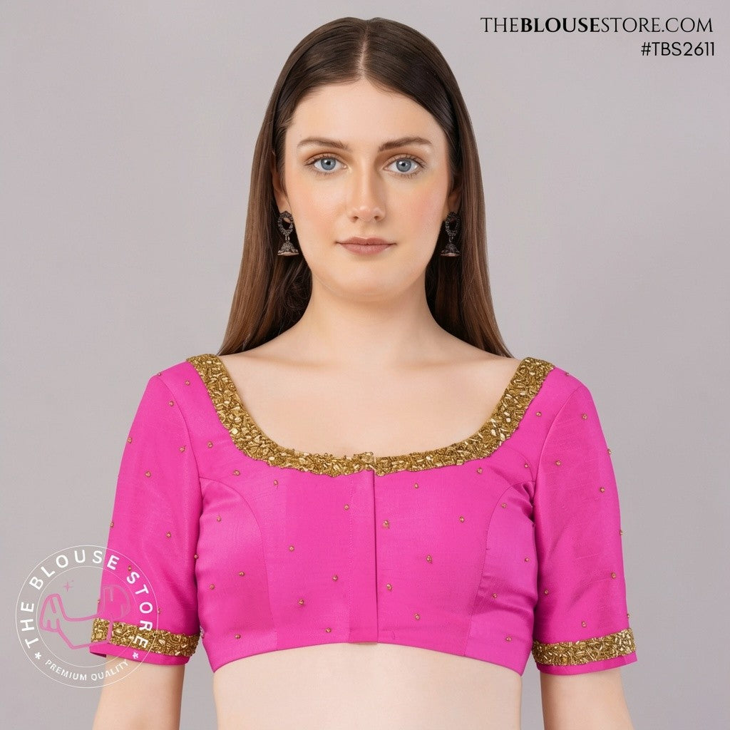 Champagne Gold Designer Blouse with Gold Embroidery