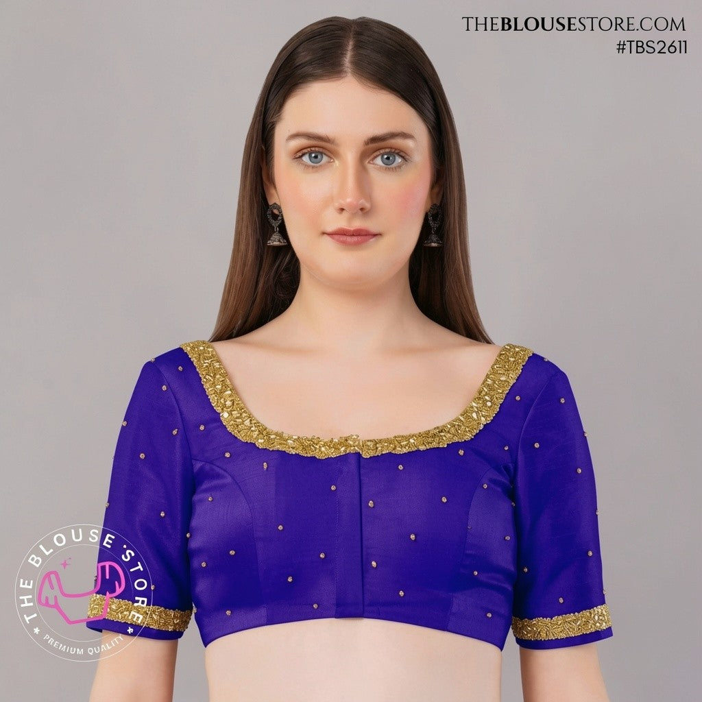 Champagne Gold Designer Blouse with Gold Embroidery