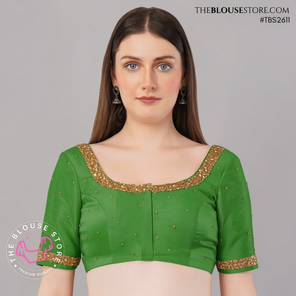 Champagne Gold Designer Blouse with Gold Embroidery