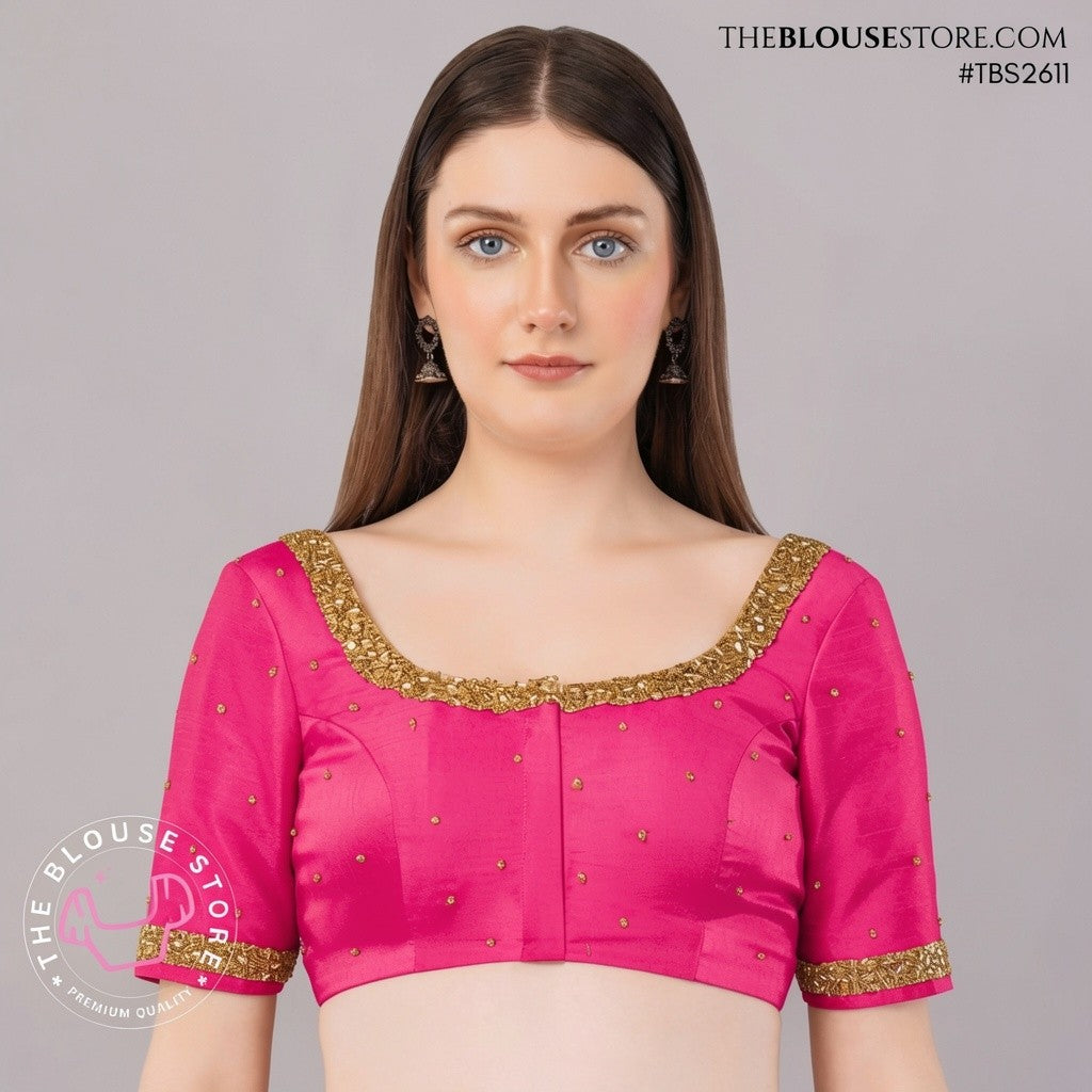 Champagne Gold Designer Blouse with Gold Embroidery