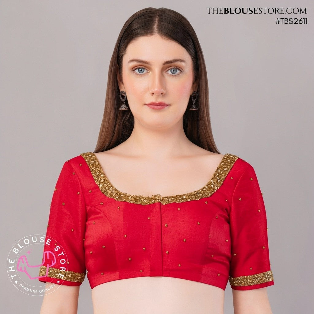Champagne Gold Designer Blouse with Gold Embroidery
