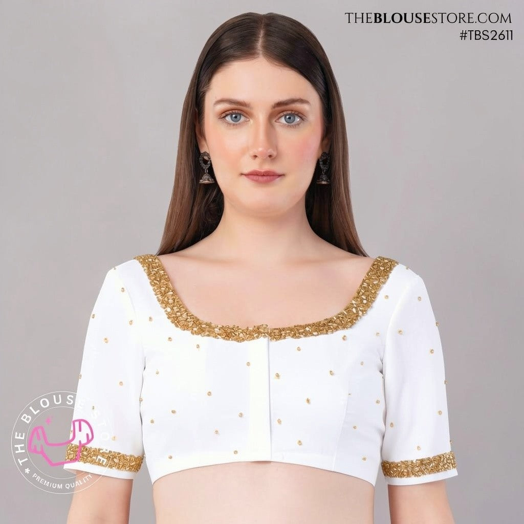 Champagne Gold Designer Blouse with Gold Embroidery