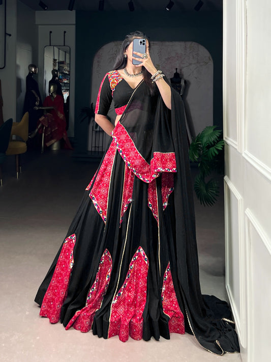 Navratri Special Collection Black and Red Lehenga Choli W709