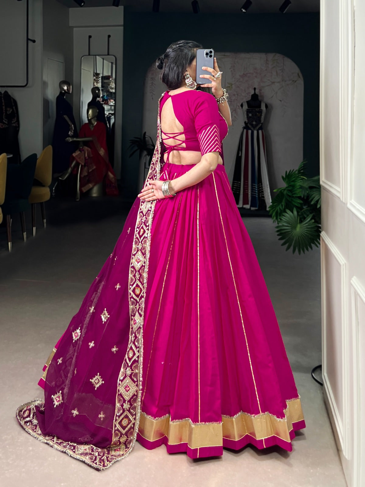 Navratri Pink Lehenga Choli W809