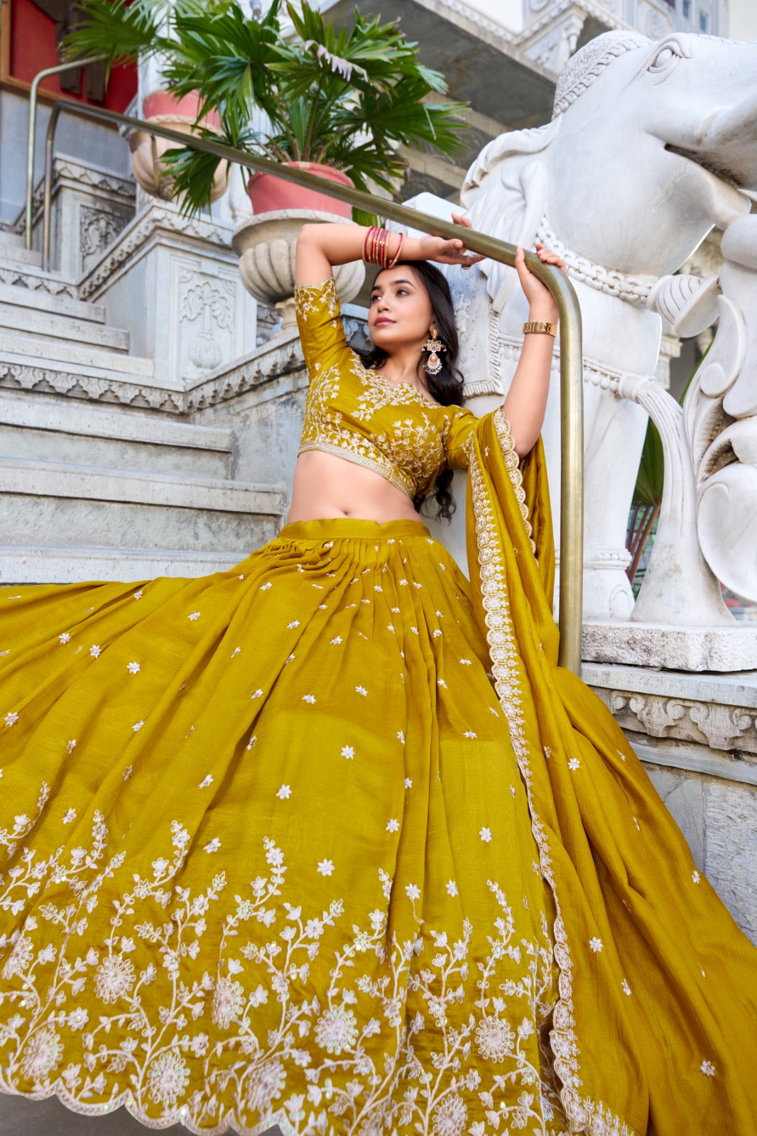 Trendy Collection Yellow Lehenga Choli W1009