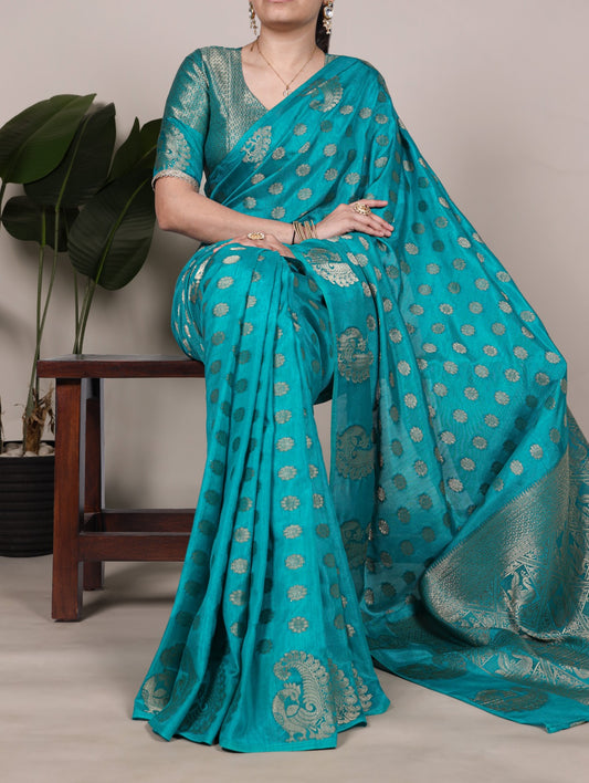 Latest Trendy Sarees 809 - Turquoise blue