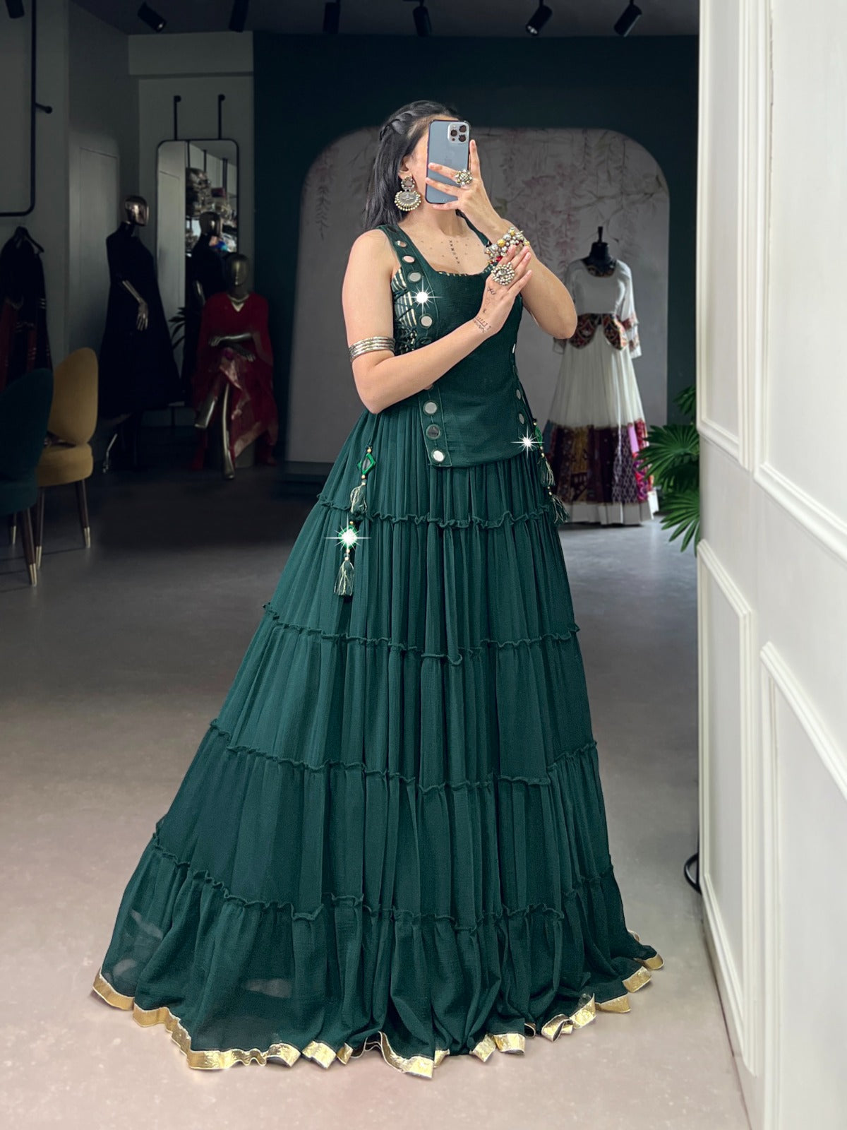 Navratri Collection Green Lehenga Choli W1209