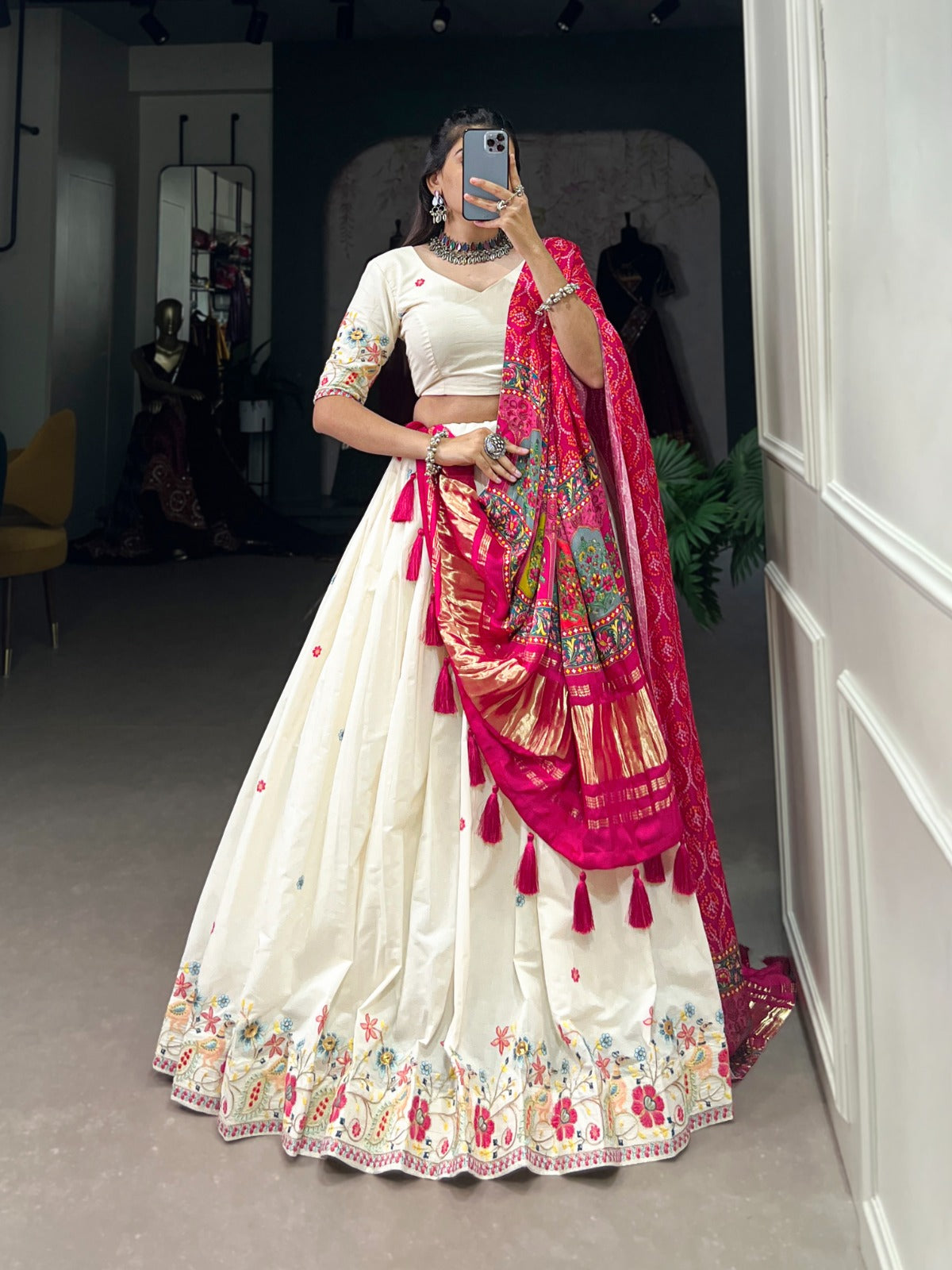 Festive Special Navratri White Lehenga Choli 1809P