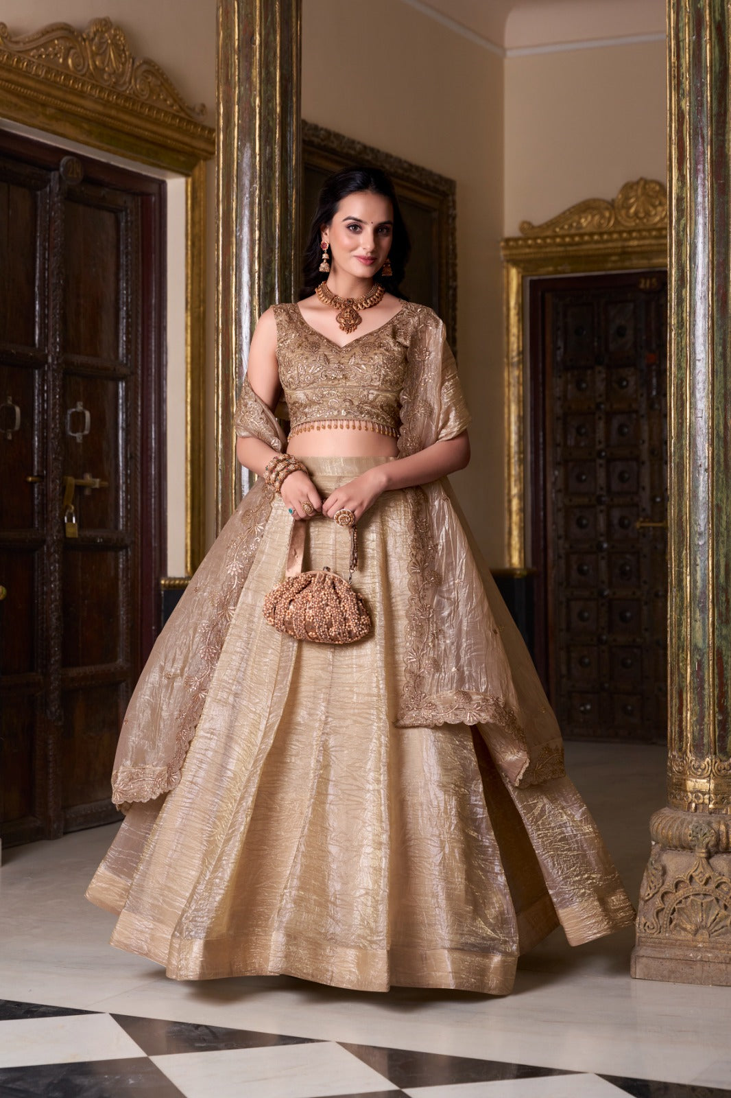 Wedding Special Golden Lehenga Choli 1809