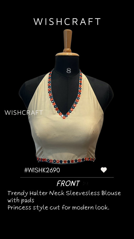 Trendy chic halter neck blouse with handwork | Partywear Blouses Online