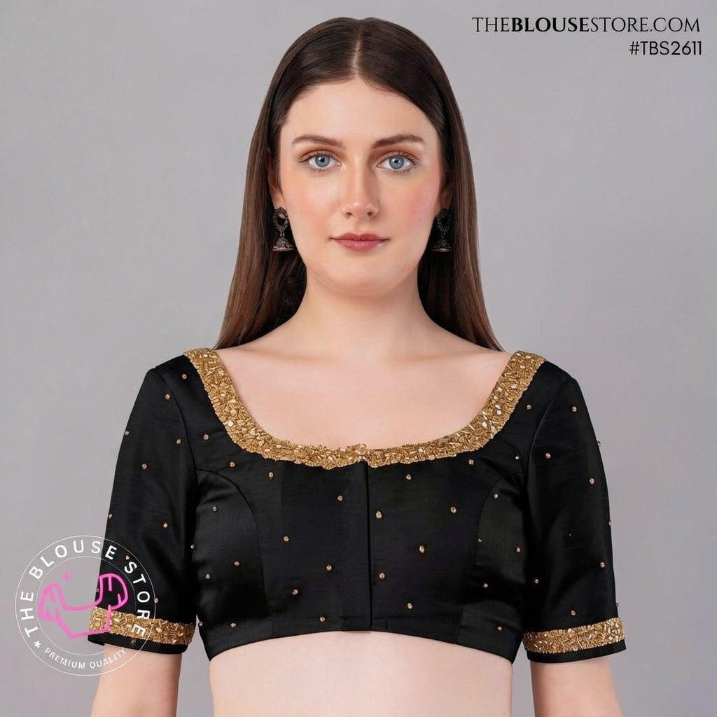 Champagne Gold Designer Blouse with Gold Embroidery