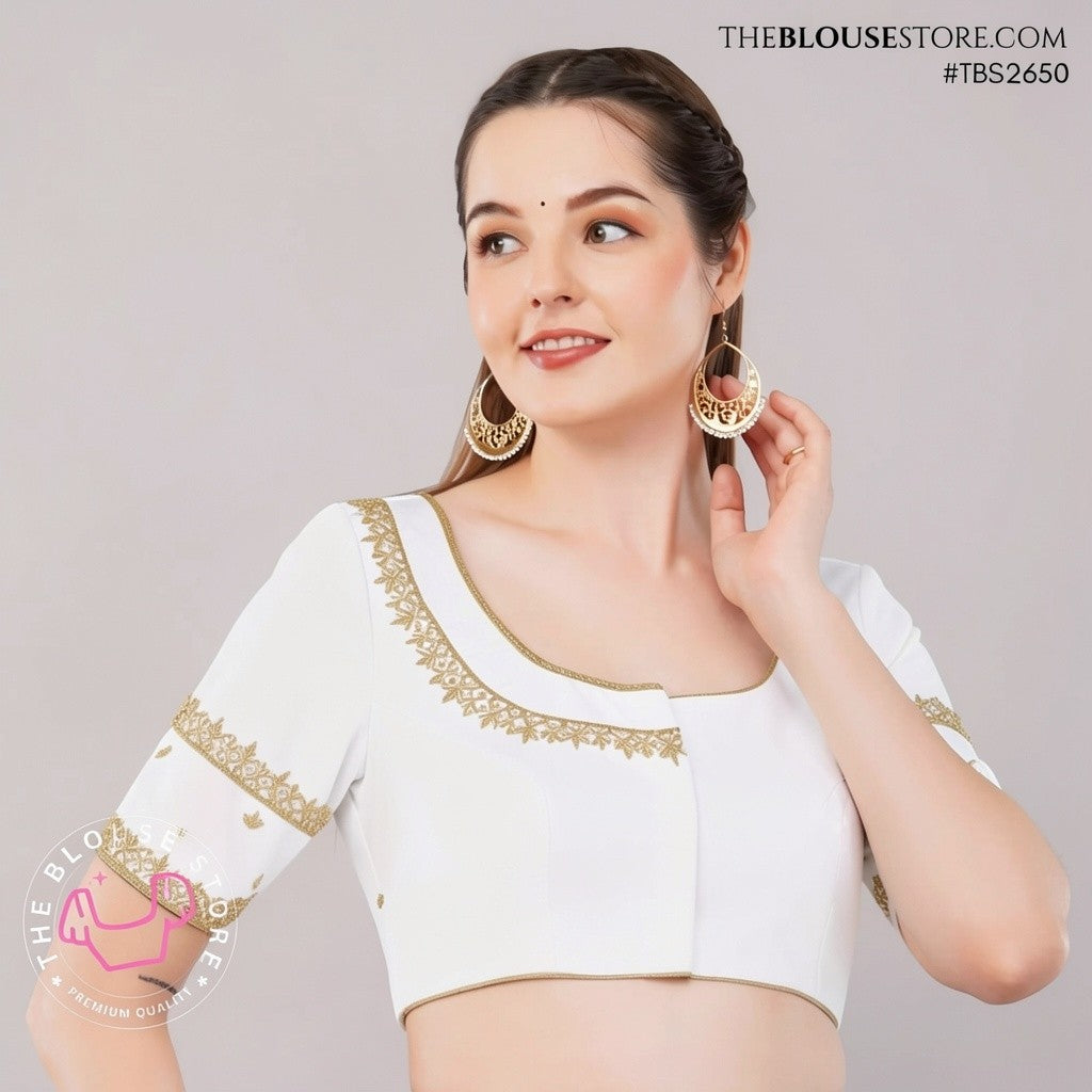 Black Raw Silk Handwork Embroidered Blouse | Designer Saree Blouse with Sheer Sleeves | TBS2650