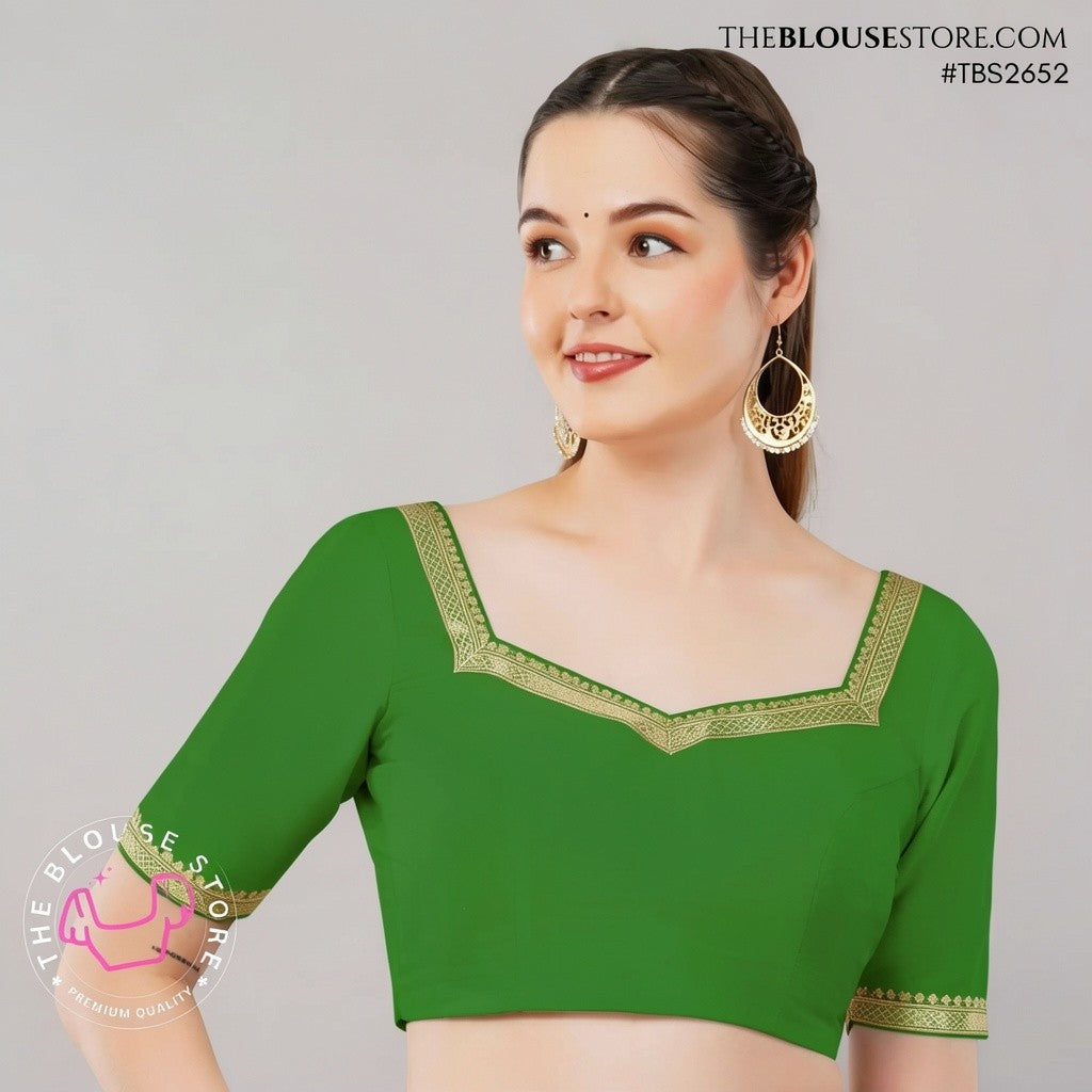 Ivory Raw Silk Golden Lace Blouse | Designer Saree Blouse | TBS2652