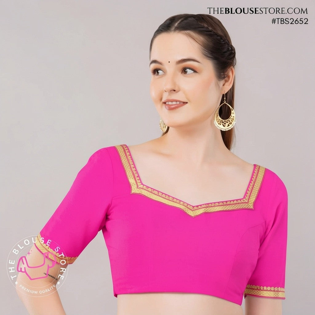 Ivory Raw Silk Golden Lace Blouse | Designer Saree Blouse | TBS2652