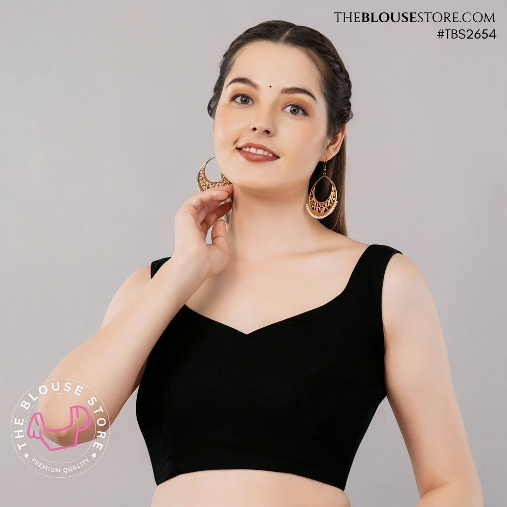 Ruby Red Satin Saree Blouse | Designer Deep-Back Blouse | TBS2654