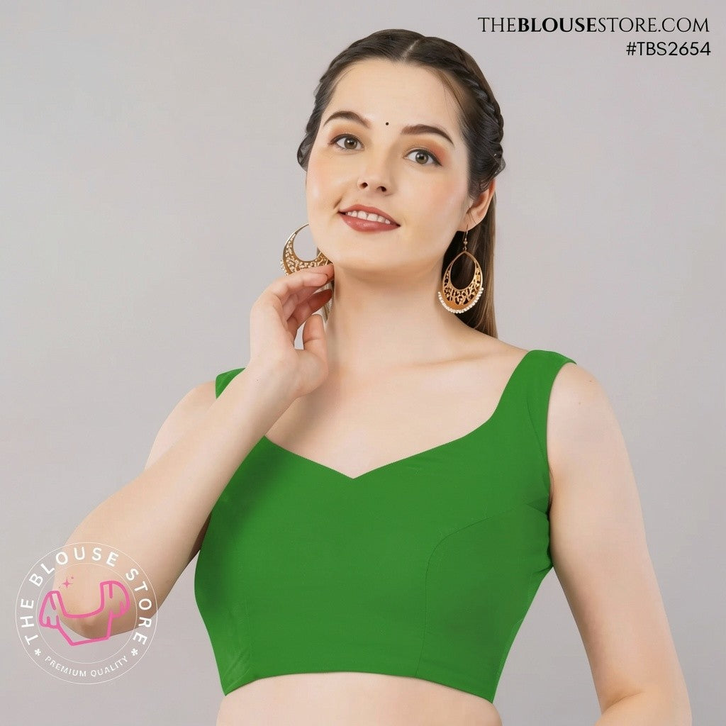 Ruby Red Satin Saree Blouse | Designer Deep-Back Blouse | TBS2654
